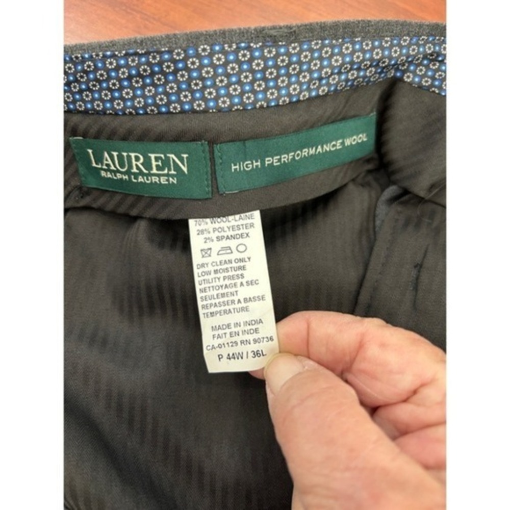 NEW Lauren Ralph Lauren Mens Gray High Performance Wool Dress Pants 44x36 Office